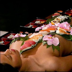 Sushi dinner on a model